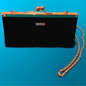 St John Black Velvet Evening Clutch Crossbody Bag